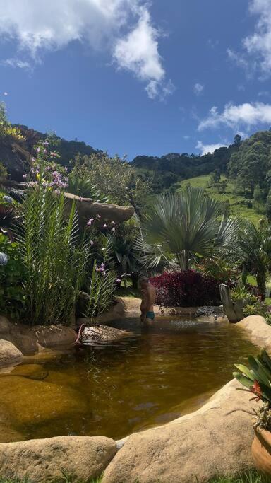Sitio Com Piscina Natural E Cascata, Com Linda Vista Em Lumiar. Exterior photo
